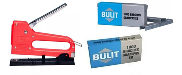 Set Engrampadora + 1.000 Grampas S6 + 1.000 Grampas S8 Bulit 0