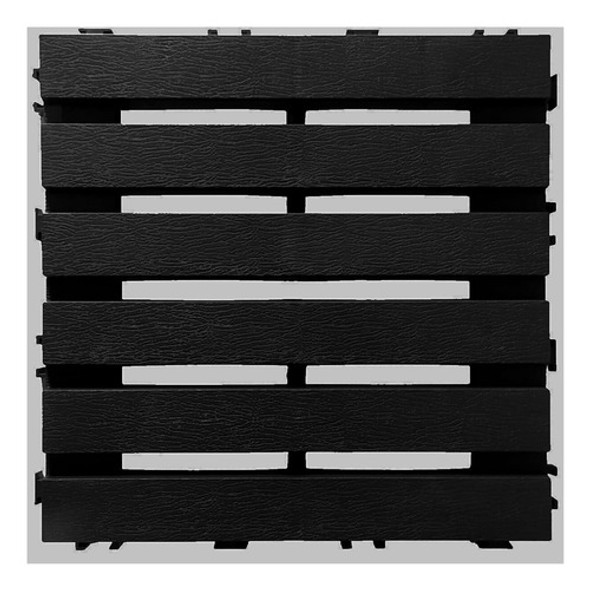 8 Deck Modular Plástico Textura Madeira  Cor - Preto 0