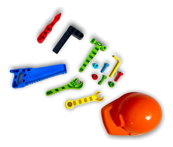 Set De Herramientas Casco Pinza Juego Niños 14pzas New Plast 0
