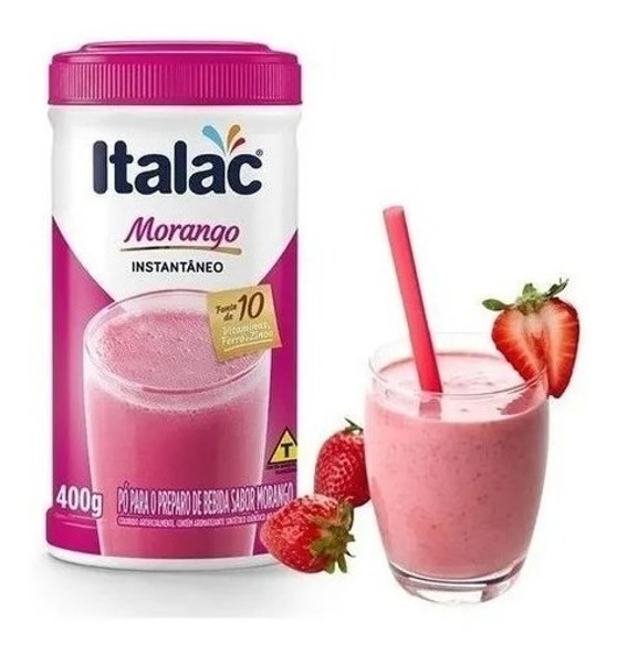Achocolatado Instantâneo Sabor Morango Italac Kit C/3 400g 1