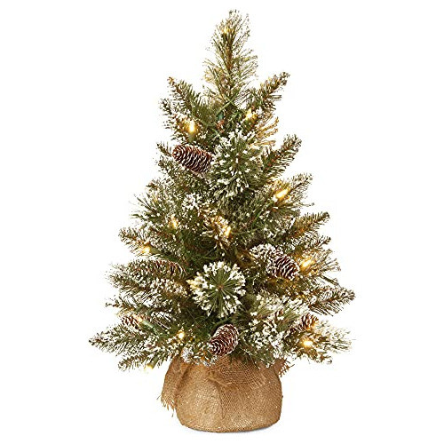 Mini Árbol Navidad Decoración Iluminado Piñas Verde 60 Cm 1