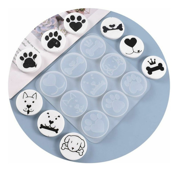 Molde Silicona Pines Redondos Perritos Y Gatos Resina 0