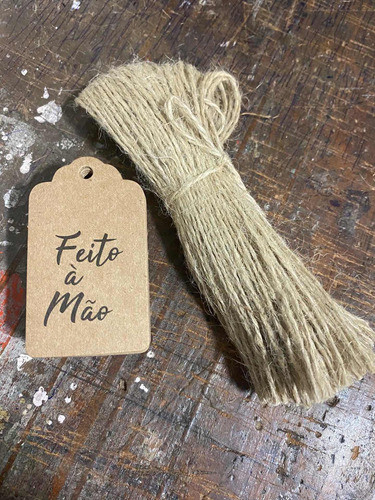 100 Tags Kraft Para Artesanato Feito À Mão Tam 7x4com Cordão 1