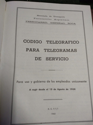 Ferrocarril Manual Código Telegráfico  1965 1