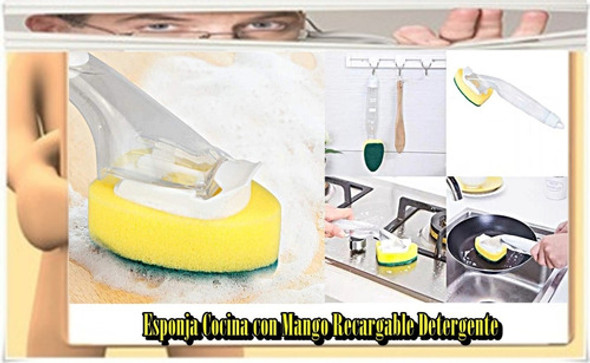 Esponja Cocina Con Mango Recargable Detergente - Caba - 0