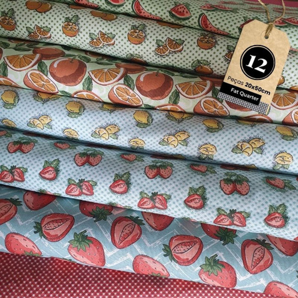 Kit 12cortes 0,20x0,50 Tecido Barrado Pano Prato/artesanato 0