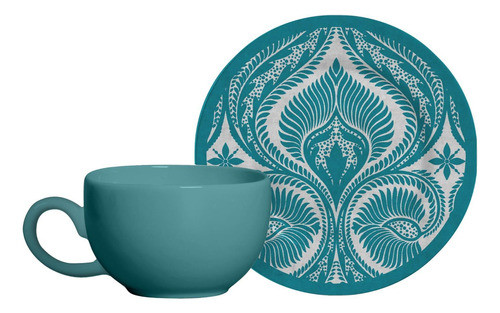 Conjunto Com 6 Xícaras De Café Com Pires Blue Damask 85 Ml 0