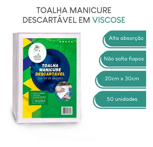 50 Unidades Toalha Viscose Descartável Manicure (20x30)cm 1