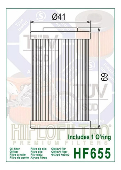 Filtro Aceite Ktm Sxf 250 05 12 Hiflo Hf655 Cta 1