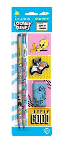Kit Escolar Looney Tunes Lápis/apontador/borracha - Leo&leo 0