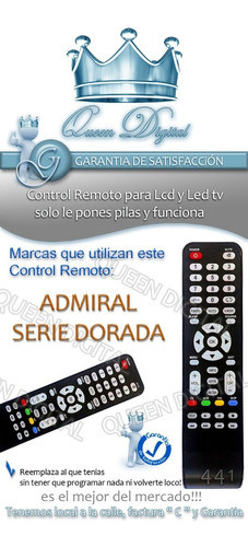 Control Remoto Lcd Led Tv Para Admiral Serie Dorada Yc-53-5 1