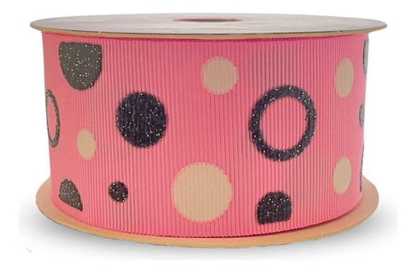 Fita De Gorgurão Decore Glitter Círculos 38mm | 10 Metros 1