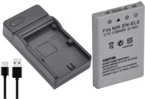 Cargador Usb + 1 Batería En-el5 P/ Coolpix P5100 S1 P510/520 0