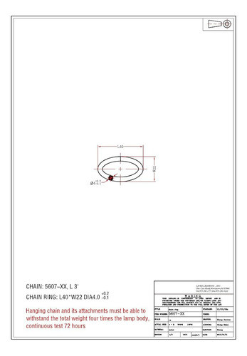 Livex Lighting 5610-58 Accesorios Cadena Decorativa Ligera E 1