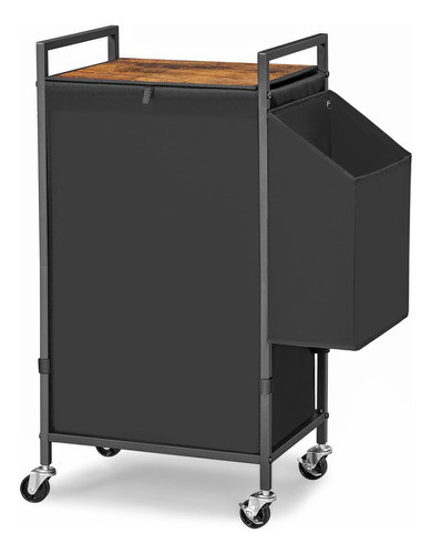 Cesta De Lavanderia Con Tapa Y Ruedas Marrones Rusticas; 96l 0