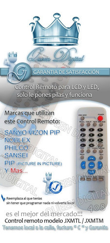 Control Remoto Jxmtl Lcd Para Sanyo Vizon Noblex Philco Jxmt 1