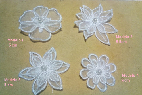 Flores De Tela Organza Bordada Con Perla Novias Alta Costura 1