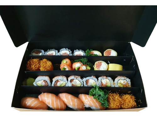 Caja Rustica Para Sushi, Con Divisiones Grande X 25 U 0