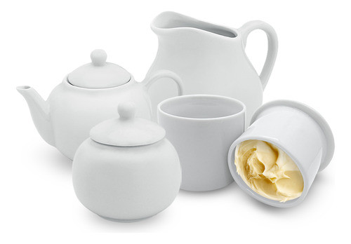 Kit Chá Bule Jarra Açucareiro Mantegueira Francesa Porcelana 0
