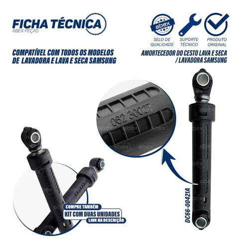 Kit 2 Amortecedores Do Cesto Lava E Seca Samsung Wd856uhsas 1