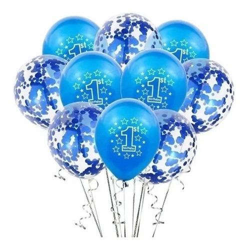 Globos Con Confeti Primer Año Fiesta Cumpleaños Pack De 30 1