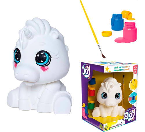 Figura Unicórnio Branco Para Pintar Vinil Macio Pincel Tinta 0
