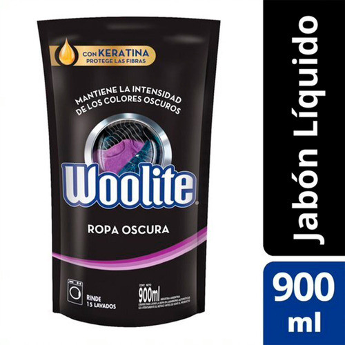 Jabón Líquido Woolite Ropa Oscura  Repuesto 900 ml Pack X 4 1