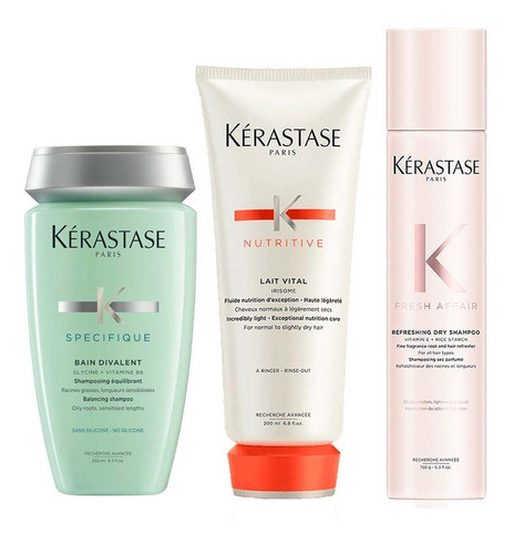 Kérastase Dry Shampoo + Bain Divalent + Lait Vital 0
