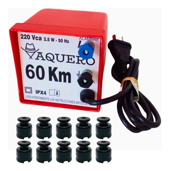 Electrificador Boyero Vaquero 60 Km 220 V + Aisladores 0