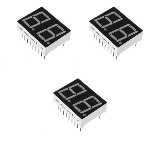X3 Display Led 2 Digitos 7 Segmentos Catodo Comun Rojo 0