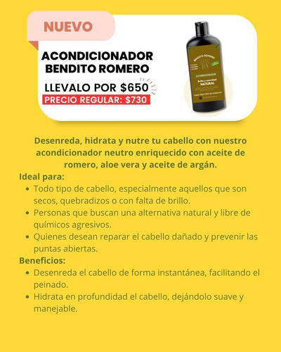 Acondicionador Natural De Romero, Con Aceite De Argán 1