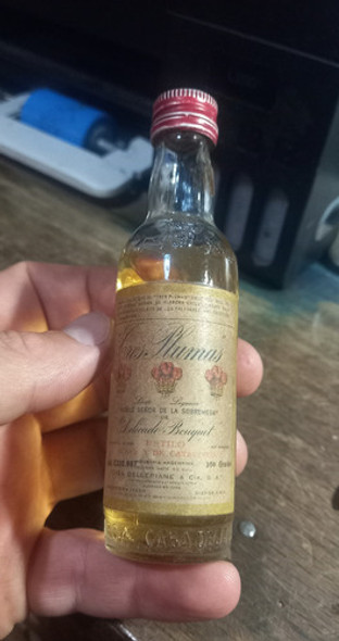 Botellita Antigua Miniatura Licor Tres Plumas 50cm3 0