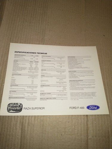Folleto Nuevo Ford F400 Antiguo 1