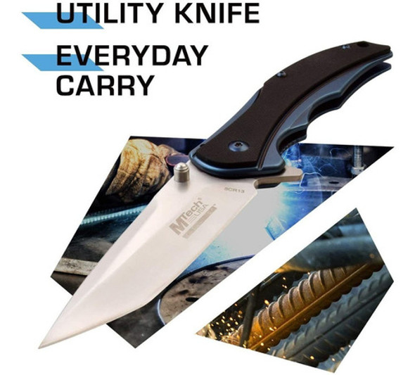 Cuchillo Navaja Plegable De Bolsillo, Azul | Mtech 1