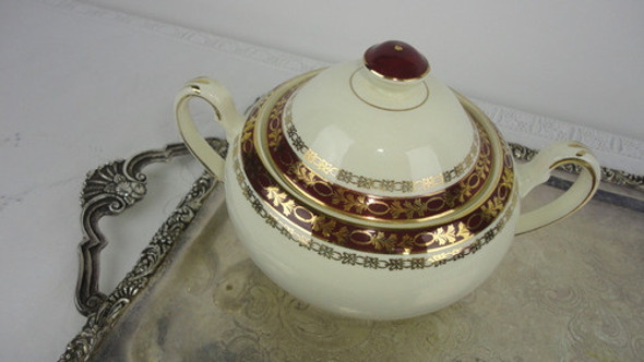 Azucarero Loza Inglesa Antiguo Guarda Bordo Con Oro Miralo 0