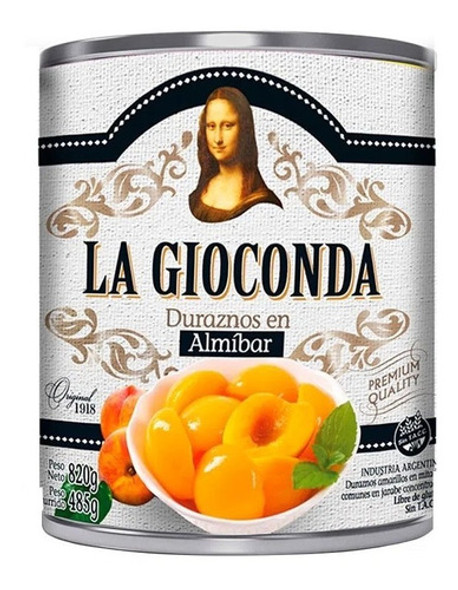 Duraznos La Gioconda Mitades Lata De 820 Grs Pack 6 Unidades 0