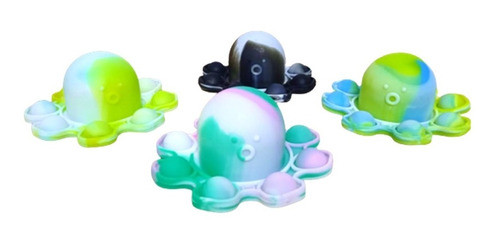 Pulpo Pop It Llavero Combo X4 Reversible Silicona Antiestrés 0