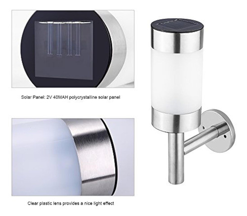 2 Luces Solares Led De Acero Inoxidable Para Exteriores Mont 0