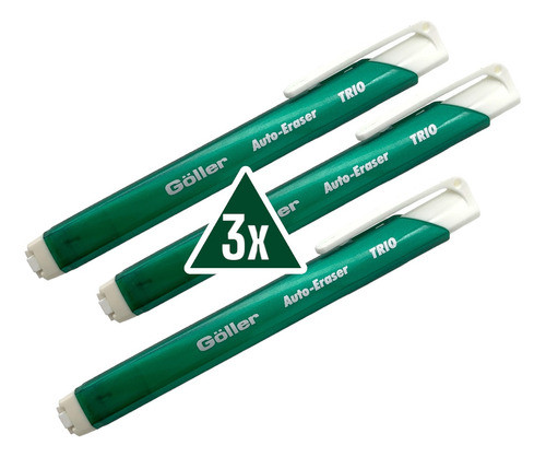 Kit 3 Borrachas Trio Caneta Formato Triangular Verde 0