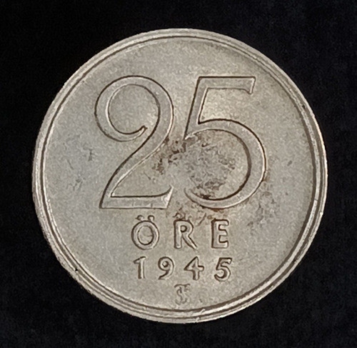 Suecia 25 Ore 1945 Plata Excelente Km 816 0