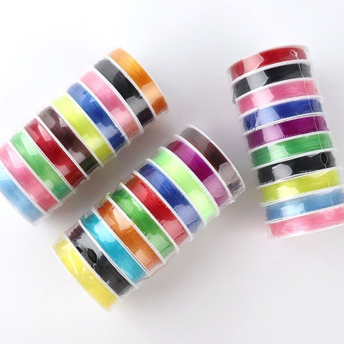 10 Rolo Fio Elástico Coloridos De Silicone P/pulseiras 0.8mm 0