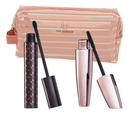 Kit 2 Mascaras Para Cílios E Necessaire - Hot Makeup 0
