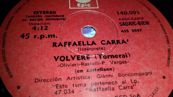 Raffaella Carra Fiesta Volvere Vinilo Simple Argentina 1977 1