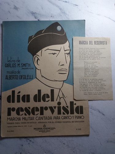 Antigua Partitura Militar Original Marcha Reservista Ian 863 0