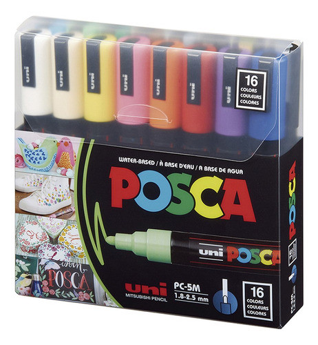 Marcador Uni Ball Posca Punta Pc-5m Pack X 16 Colores 0