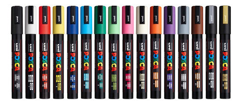 Marcador Uni Ball Posca Punta Pc-5m Pack X 16 Colores 1