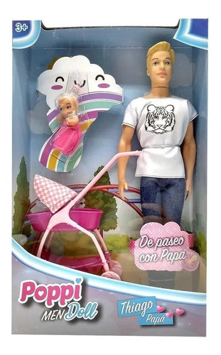 Muñeco Thiago De Paseo Con Papa C/ Bebe Poppi Men Doll-myr 0