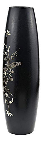 Aeravida Black Balinese Flower Garden Florero De Madera De Á 1