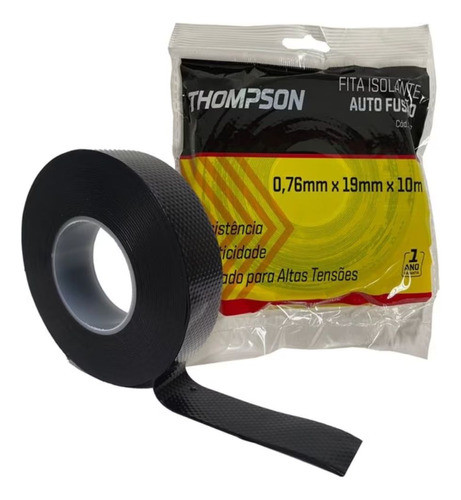 Fita Isolante Auto Fusão Thompson 10 Metros 69kva 19mm Preto 0