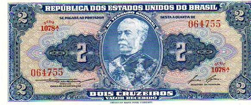Billete ** Brasil ** ( 2 Cruzeiros ) Valor Recibido Años 60 0
